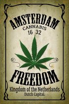Wandbord - Amsterdam Freedom Cannabis -20x30cm- Gebolde Duitse Kwaliteit