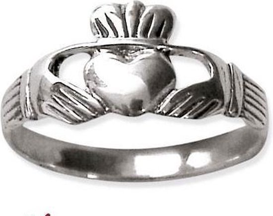 Lucht Drijvende kracht Uitbeelding Claddagh Zilveren Ring maat 62 (R159.62) | bol.com