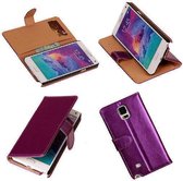 PU Leder Lila Samsung Galaxy Note 4 Book/Wallet Case/Cover Hoesje