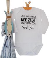 Rompertje baby met tekst Als mama nee zegt zegt mijn oom wel ja | Lange mouw | wit | maat 74/80 | cadeau zwangerschap aankondiging oom's liefste worden voor verjaardag I love aller