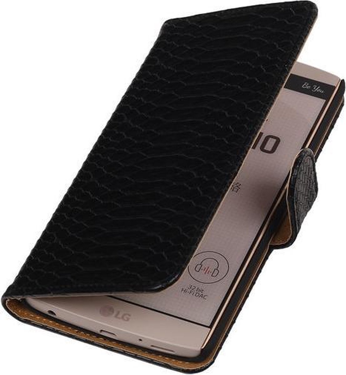 LG V10 - Slang Zwart Bookstyle Wallet Hoesje