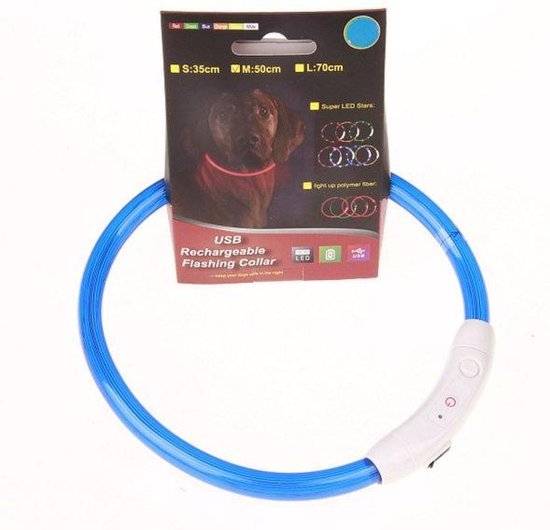 Pakketexpert Hondenhalsband LED licht - Blauw - Micro Usb Oplaadbaar