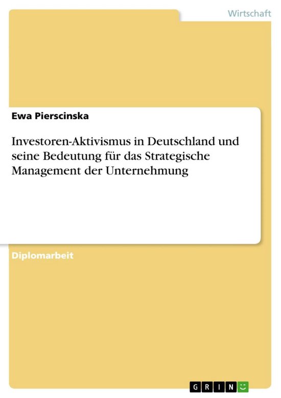 Investoren-Aktivismus in Deutschland und seine Bedeutung fü ... - cover