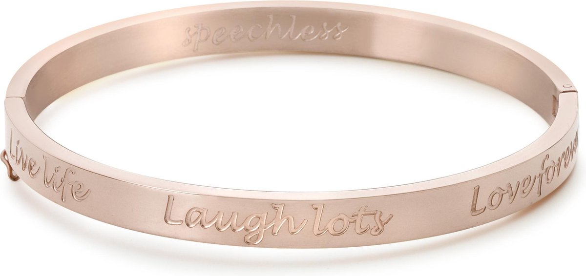 Speechless Jewelry Armband - bangle - Live life, Laugh lots, Love forever -  Staal... | bol