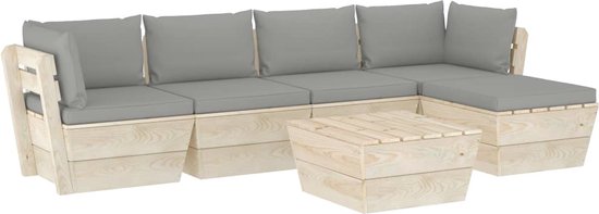 Medina 6-delige Loungeset met kussens pallet vurenhout