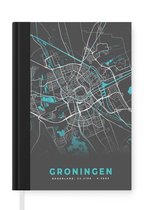 Notitieboek - Schrijfboek - Plattegrond - Groningen - Grijs - Blauw - Notitieboekje klein - A5 formaat - Schrijfblok - Stadskaart