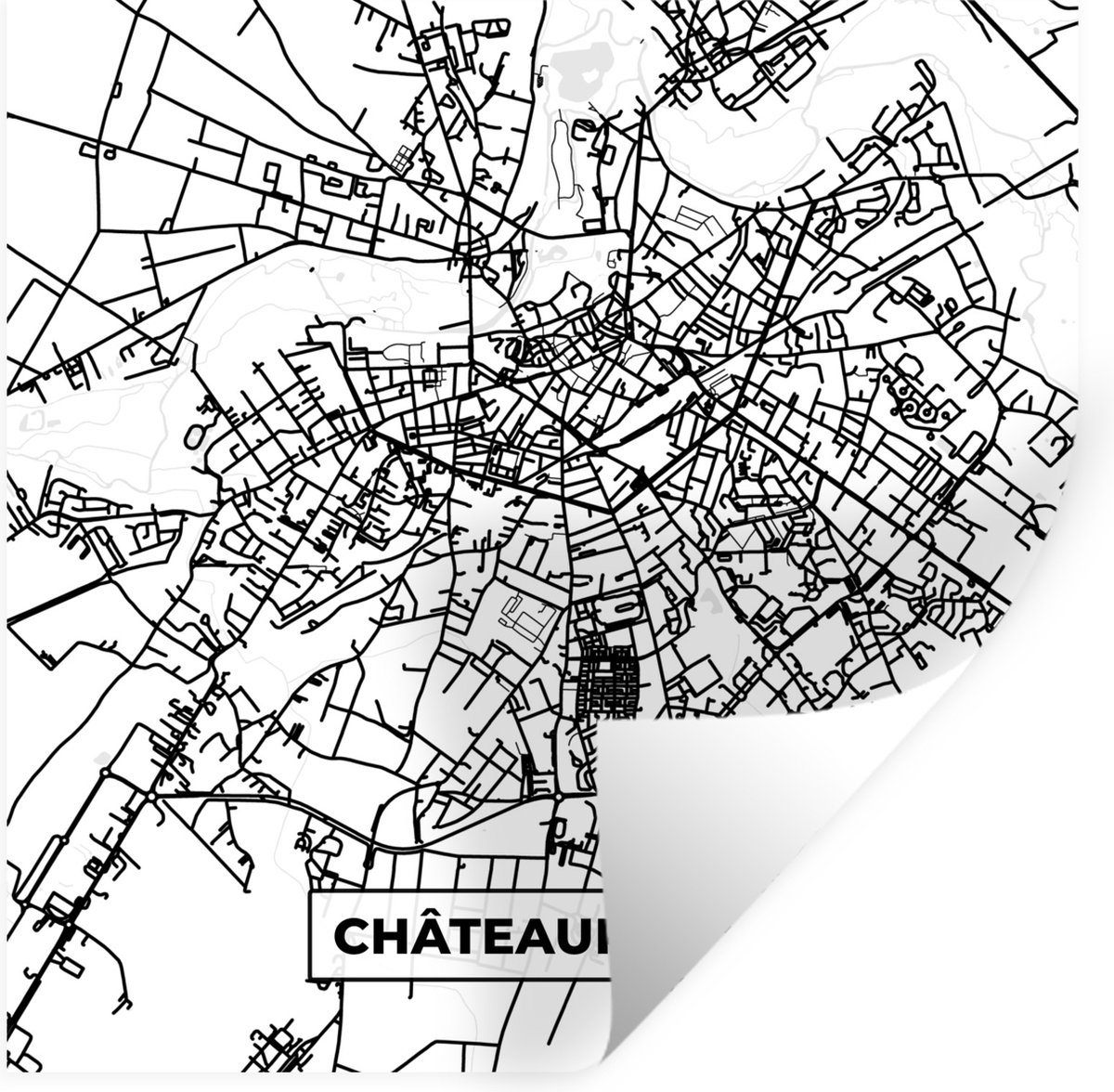 Muurstickers - Sticker Folie - Kaart – Plattegrond – Châteauroux - Frankrijk – Stadskaart 