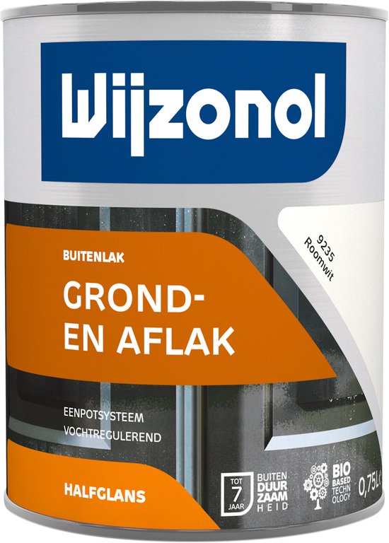 Blik Wijzonol Buitenlak Grond- en aflak, halfglans, 0,75L, kleur 9235 Roomwit.