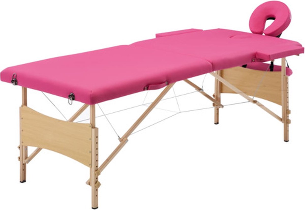 Goedkoopste vidaXL - Massagetafel - inklapbaar - 2 - zones - hout - roze