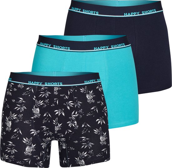 Happy Shorts 3-Pack Boxershorts Heren Hawaii Print Blauw - Maat M