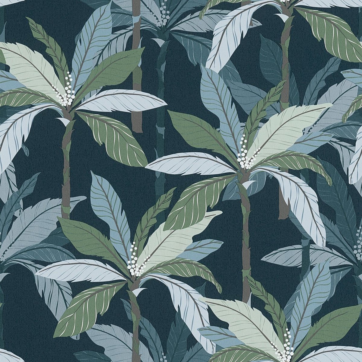 Natuur behang Profhome 375306-GU vliesbehang glad met palmen mat groen blauw 5,33 m2