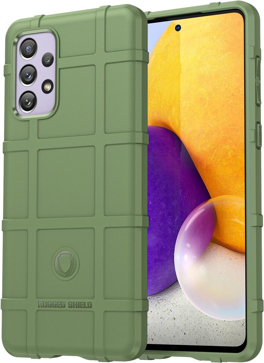 Mobigear Hoesje geschikt voor Samsung Galaxy A73 Telefoonhoesje Flexibel TPU | Mobigear Rugged Shield Backcover Shockproof | Schokbestendig Galaxy A73 Telefoonhoesje | Anti Shock Proof - Groen