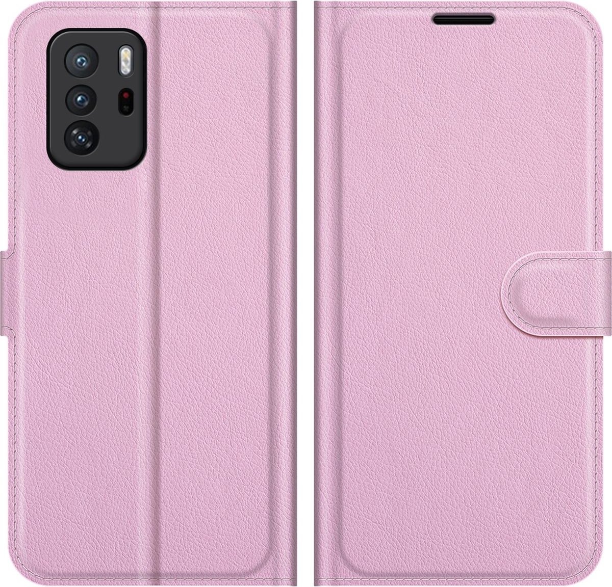Mobigear Telefoonhoesje geschikt voor POCO X3 GT Hoesje | Mobigear Classic Bookcase Portemonnee | Pasjeshouder voor 3 Pasjes | Telefoonhoesje voor Pinpas / OV Kaart / Rijbewijs - Roze