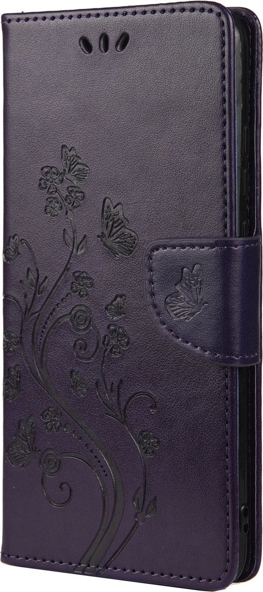 Mobigear Telefoonhoesje geschikt voor Samsung Galaxy A33 Hoesje | Mobigear Flowers Bookcase Portemonnee | Pasjeshouder voor 2 Pasjes | Telefoonhoesje voor Pinpas / OV Kaart / Rijbewijs - Paars