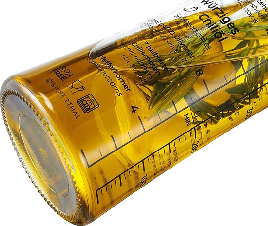 Silberthal Oliefles met schenktuit - Glas - 500 ml - olie en azijndispenser - met receptideeën