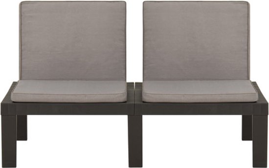 vidaXL Loungeset 4-delig - Grijs - Poly Rattan - Tuinmeubelset - Rattan Meubels