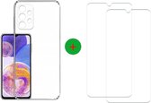 Hoesje Geschikt Voor Samsung Galaxy A23 4G Transparant Hoesje Met Glas Screenprotector - Hoesje Geschikt Voor Samsung Galaxy A23 5G case -Hoesje Geschikt Voor Samsung Galaxy A23 backcover - Ntech hoesje