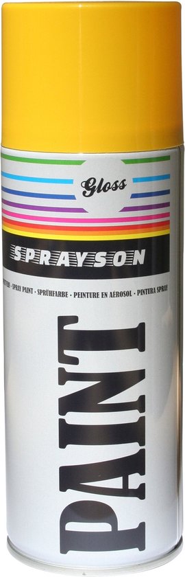 Bombe de Peinture Sprayson - Peinture en aérosol - RAL1021 Jaune brillant -  400 ml. 