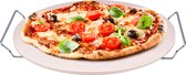 Pizzasteen BBQ/oven rond keramiek 33 cm met handvaten - Met inklapbare RVS pizzaschep 25 cm