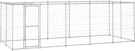 vidaXL Chenil - Acier galvanisé - 550 x 220 x 180 cm - Grillage métallique - Chenil