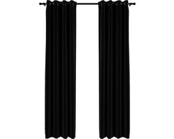 vidaXL - Gordijnen - linnen-look - verduisterend - ogen - 2 - st - 140x225 - cm - zwart