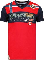 T-shirt Col Rond Rouge Avec Imprimé Geographical Norway - S