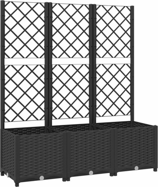 vidaXL Plantenbak - Latwerk - 120x40x136 cm - Polypropeen Zwart