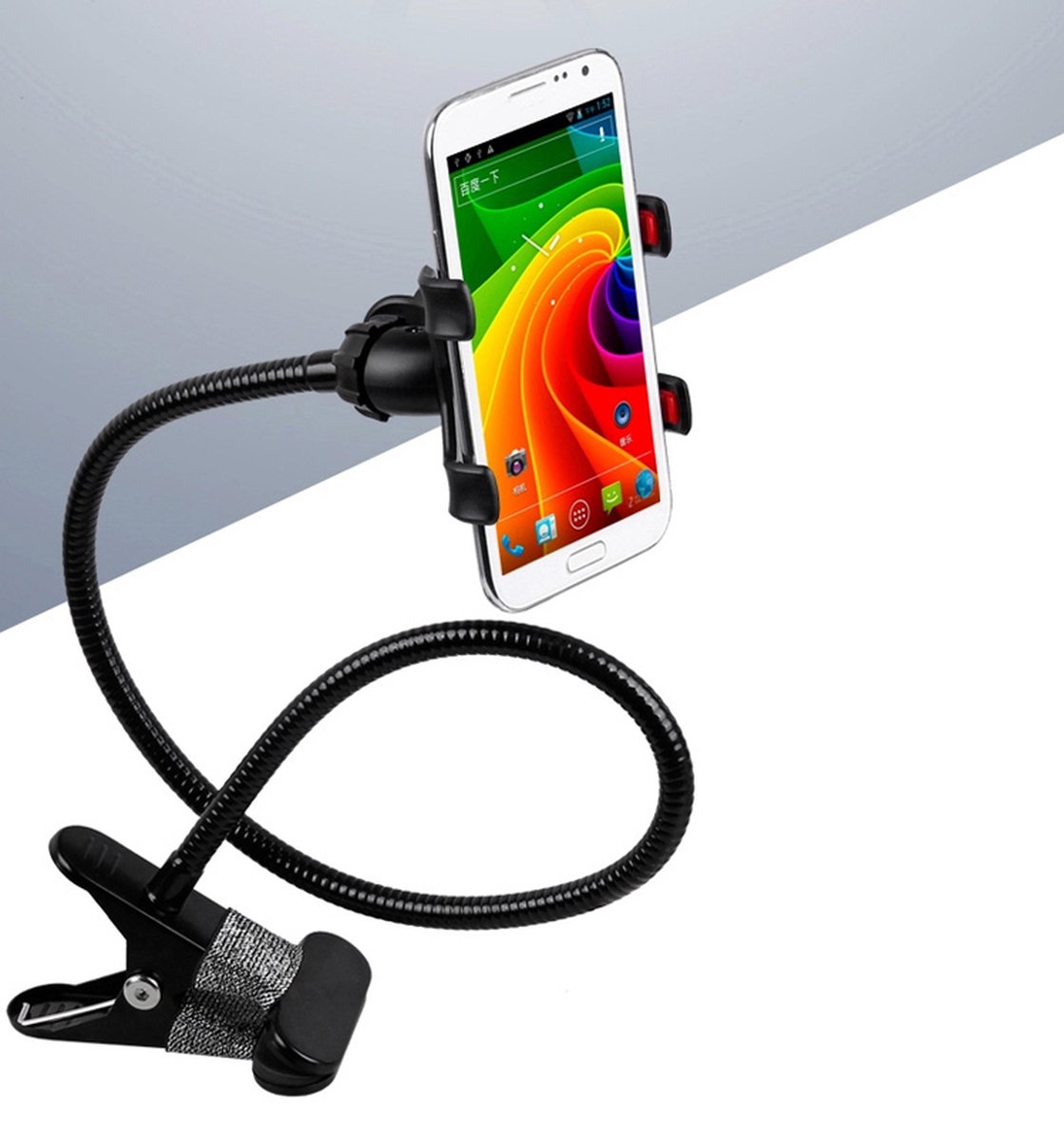 Support Téléphone Flexible à Pince - Bras Long Réglable, Base épaisse - Pour Lit, Bureau, Voiture, Canapé