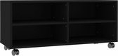 vidaXL - Tv-meubel - met - wieltjes - 90x35x35 - cm - bewerkt - hout - zwart