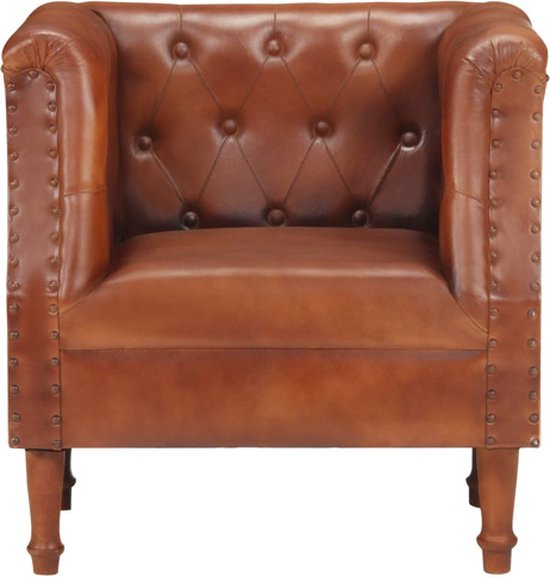 vidaXL Fauteuil echt leer bruin