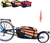 Fietsaanhanger met tas - fietskar bagage transport - rijwielaanhanger - vervoer handig makkelijk - oranje