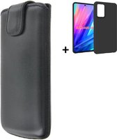 MoDo hoesje Geschikt voor Samsung Galaxy A52/ A52s/ A52s 5G - Leer Etui met Siliconen Back Cover – Zwart met zwarte TPU