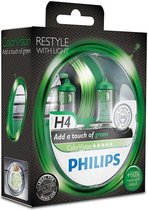 Philips ColorVision H4 Groen 60/55W 12V, set à 2 stuks