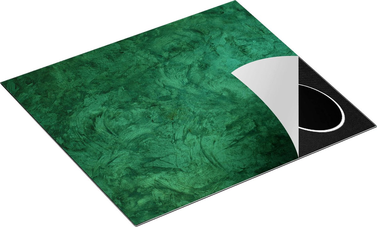 Chefcare Inductie Beschermer Donker Groene Muur - Stenen Muur in het Groen - 60x55 cm - Afdekplaat Inductie - Kookplaat Beschermer - Inductie Mat