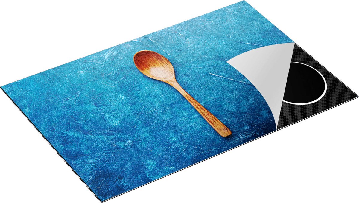 Chefcare Inductie Beschermer Lepel op Blauwe Marmer - 81,6x52,7 cm - Afdekplaat Inductie - Kookplaat Beschermer - Inductie Mat