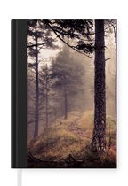 Notitieboek - Schrijfboek - Mist - Herfst decoratie - Natuur - Bos - Notitieboekje klein - A5 formaat - Schrijfblok