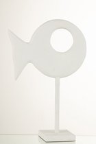 J-Line figuur Vis Op Voet - aluminium - wit - large
