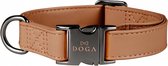 DOGA Hondenhalsband - Halsband - Gun Camel - Bruin met zwart - Vegan leer - maat S - bijpassende dispenser en riem mogelijk