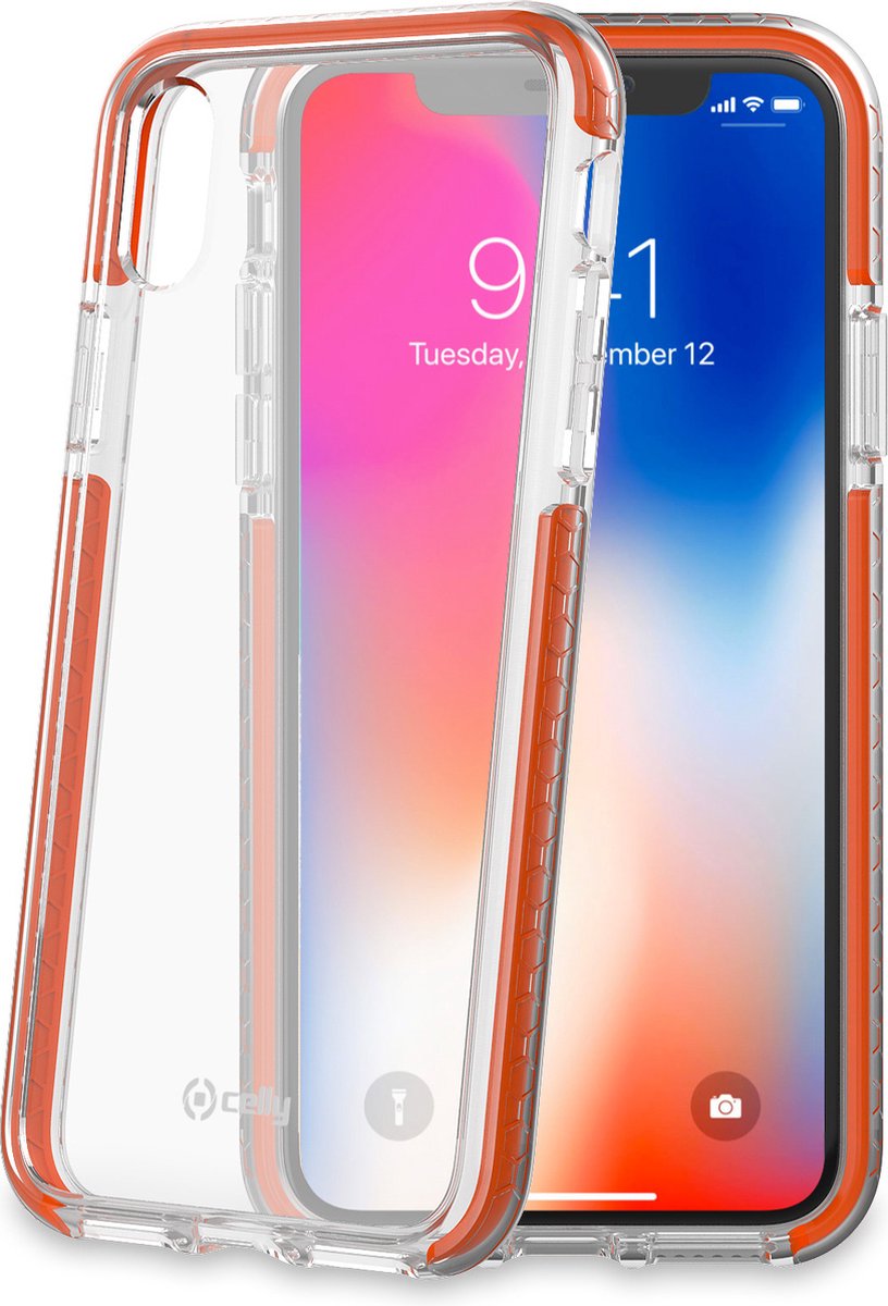 Celly - HexaGon Back Cover iPhone X/XS - Kunststof - Oranje -