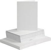 Kaarten en enveloppen, afmeting kaart 10,5x15 cm, afmeting envelop 11,5x16,5 cm, 50 sets, wit