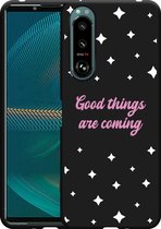 Sony Xperia 5 III Hoesje Zwart Good Things Are Coming Designed by Cazy