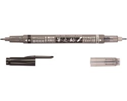 Tombow Brush pen - Fudenosuke Twin - 2 Soft tips - Zwart en Grijs