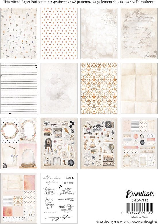 Studio Light Mixed Paper Pad Essentials nr.12 SL-ES-MPP12 A5 (03-22) | bol