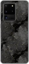 Geschikt voor Samsung Galaxy S20 Ultra hoesje - Marmer print - Glitter - Goud - Zwart - Patronen - Siliconen Telefoonhoesje