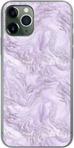 Geschikt voor iPhone 11 Pro hoesje - Marmer print - Zilver - Luxe - Patroon - Siliconen Telefoonhoesje