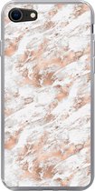 Geschikt voor iPhone SE 2020 hoesje - Rose goud - Patroon - Marmer print - Luxe - Siliconen Telefoonhoesje