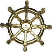 Gouden broche scheepsroer 7 cm - Verkleed accessoire voor kapitein/matroos/zeeman - Maritiem thema