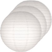3x stuks Luxe bol lampionnen wit 25 cm