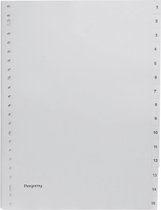 Pergamy tabbladen, ft A4, 23-gaatsperforatie, grijze PP, set 1-15 40 stuks