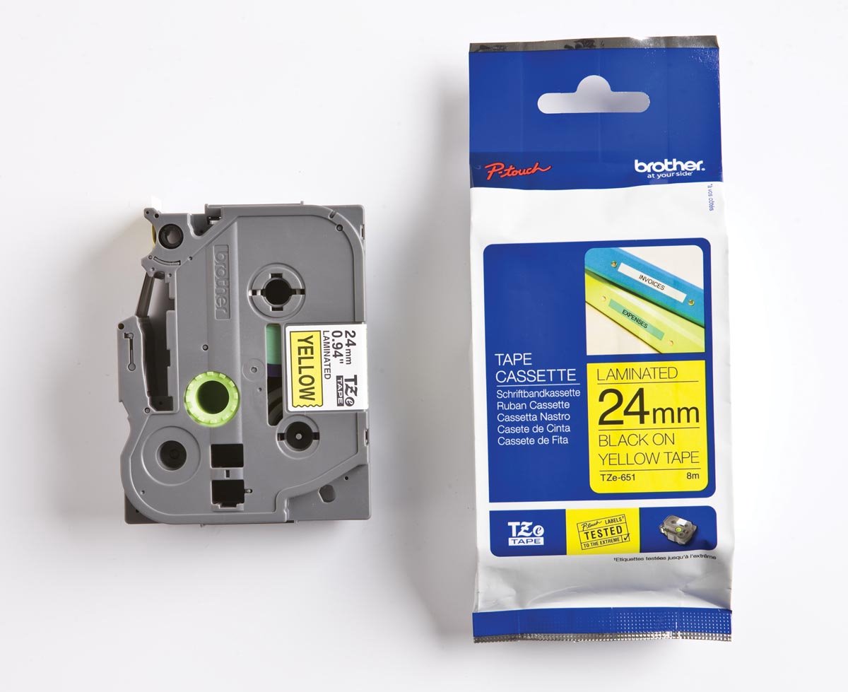 Brother TZe-651 zwart op geel etiketplakband 24 mm